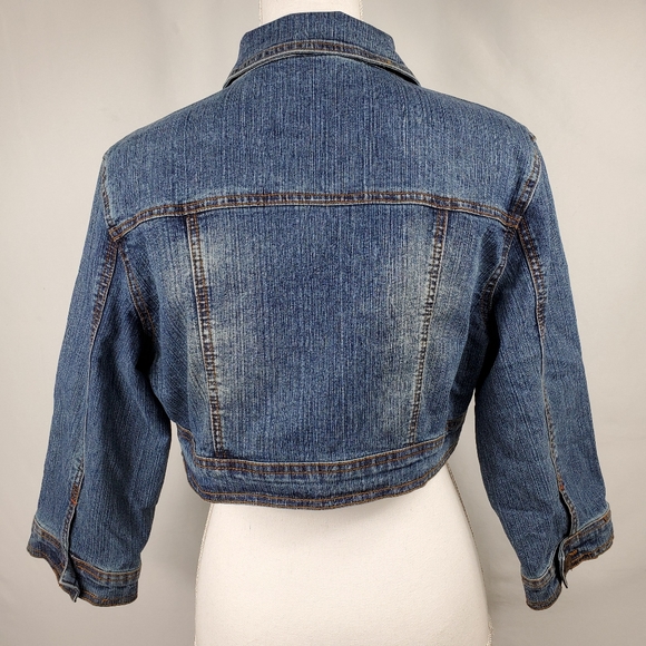 Jamie Nicole Juniors Crop Jean Jacket Sz L - Picture 2 of 6